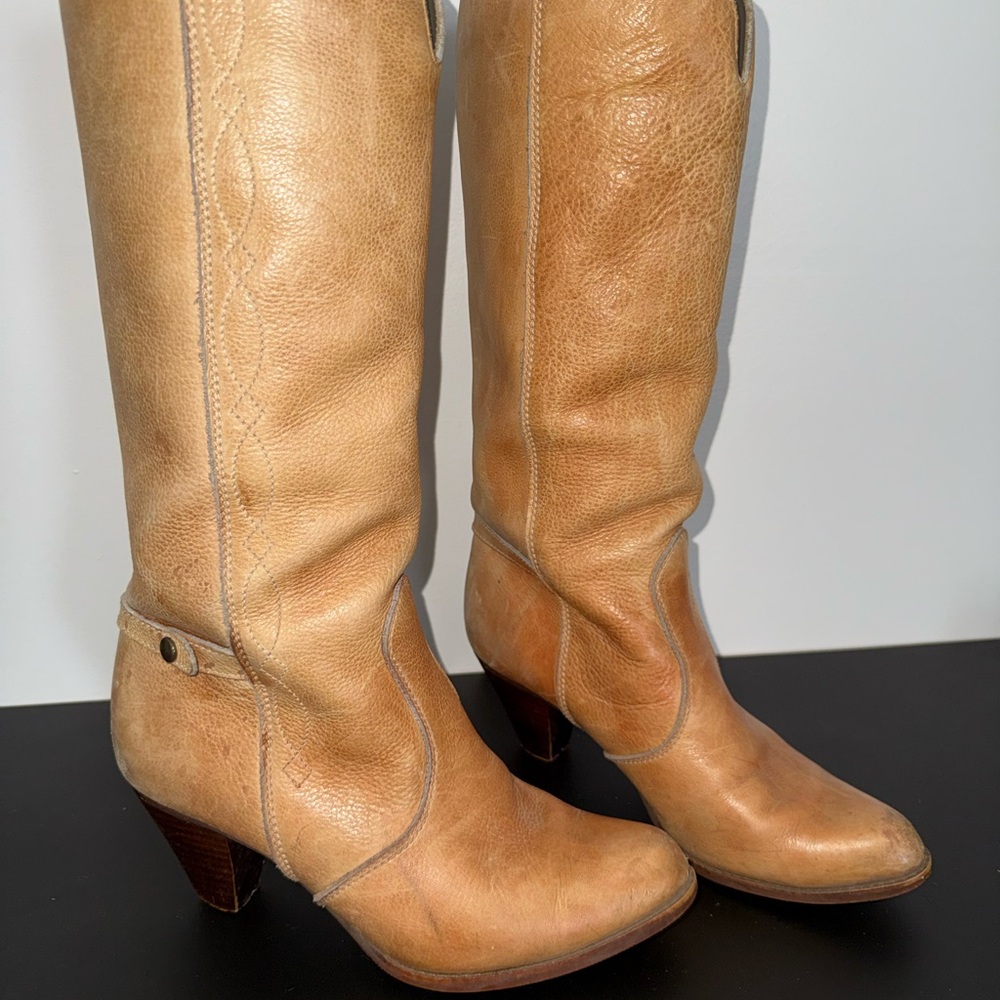 Tan Leather Knee-High Boots
